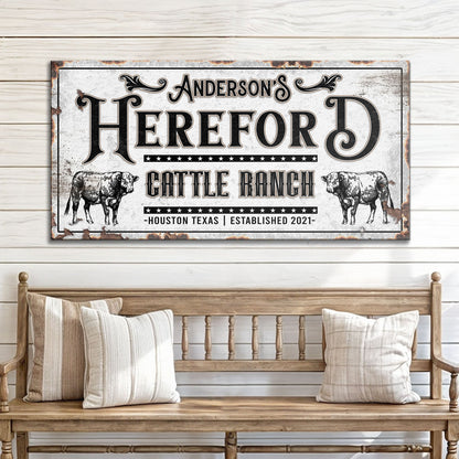 Personalized Hereford Cattle Sign
