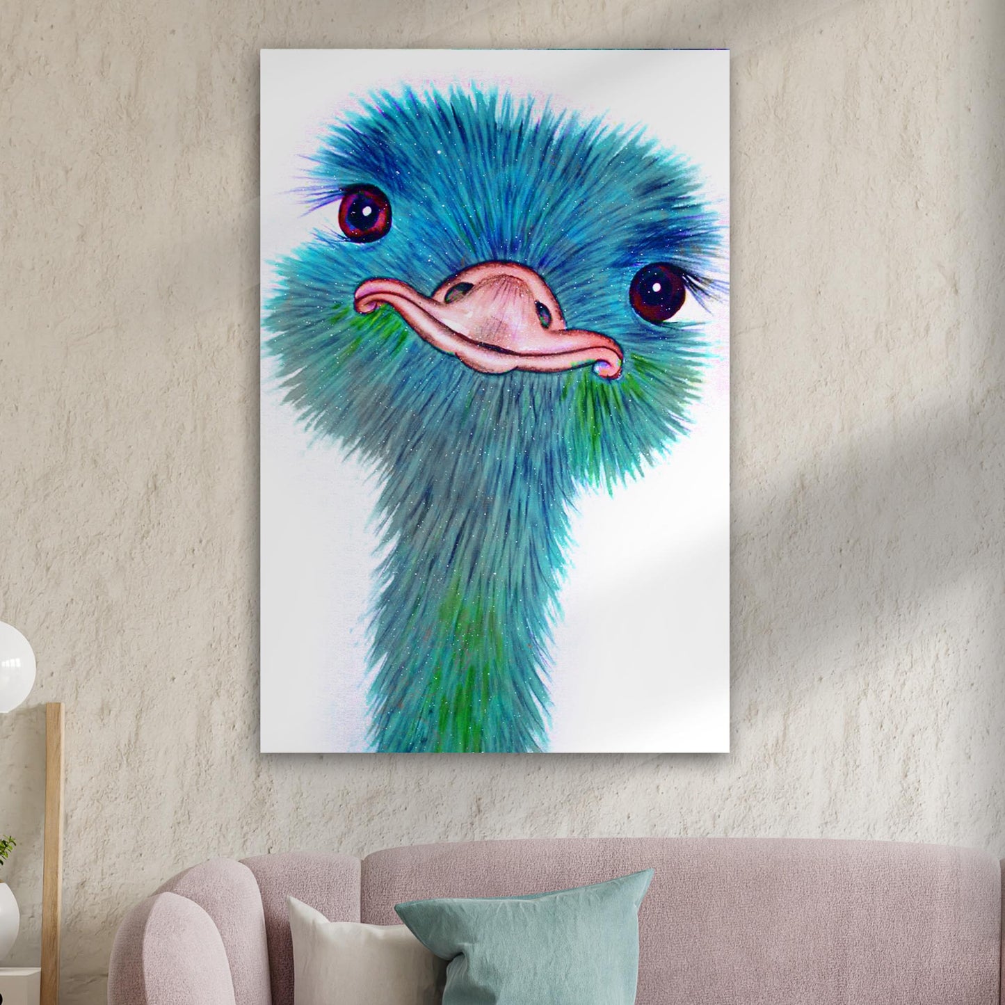 Watercolor Ostrich Canvas Wall Art