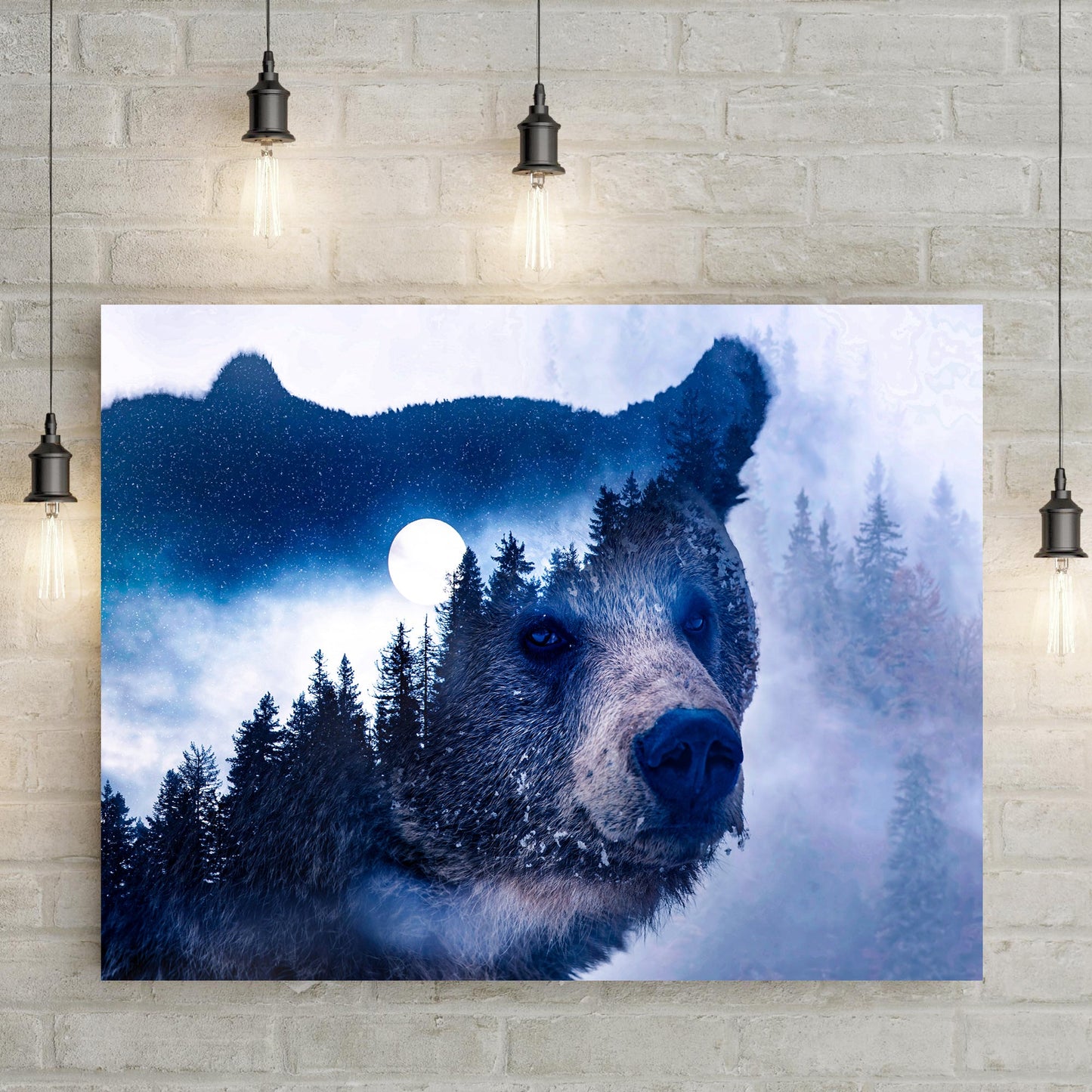 Animals Forest Bear Illustration Canvas Wall Art II