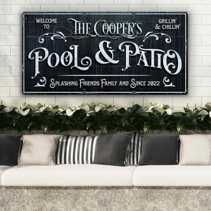 Personalized Pool Sign Black and White