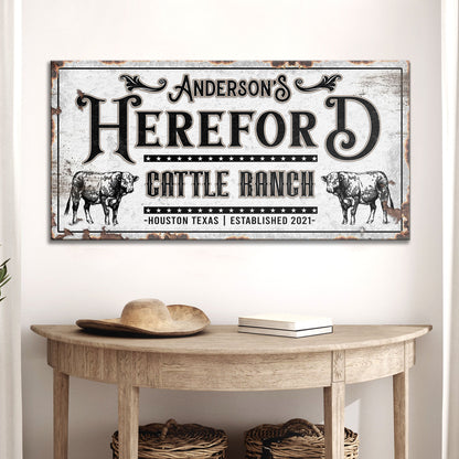 Personalized Hereford Cattle Sign