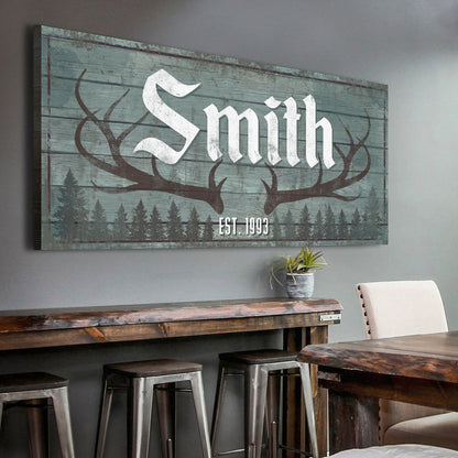 Rustic Family Antler Sign