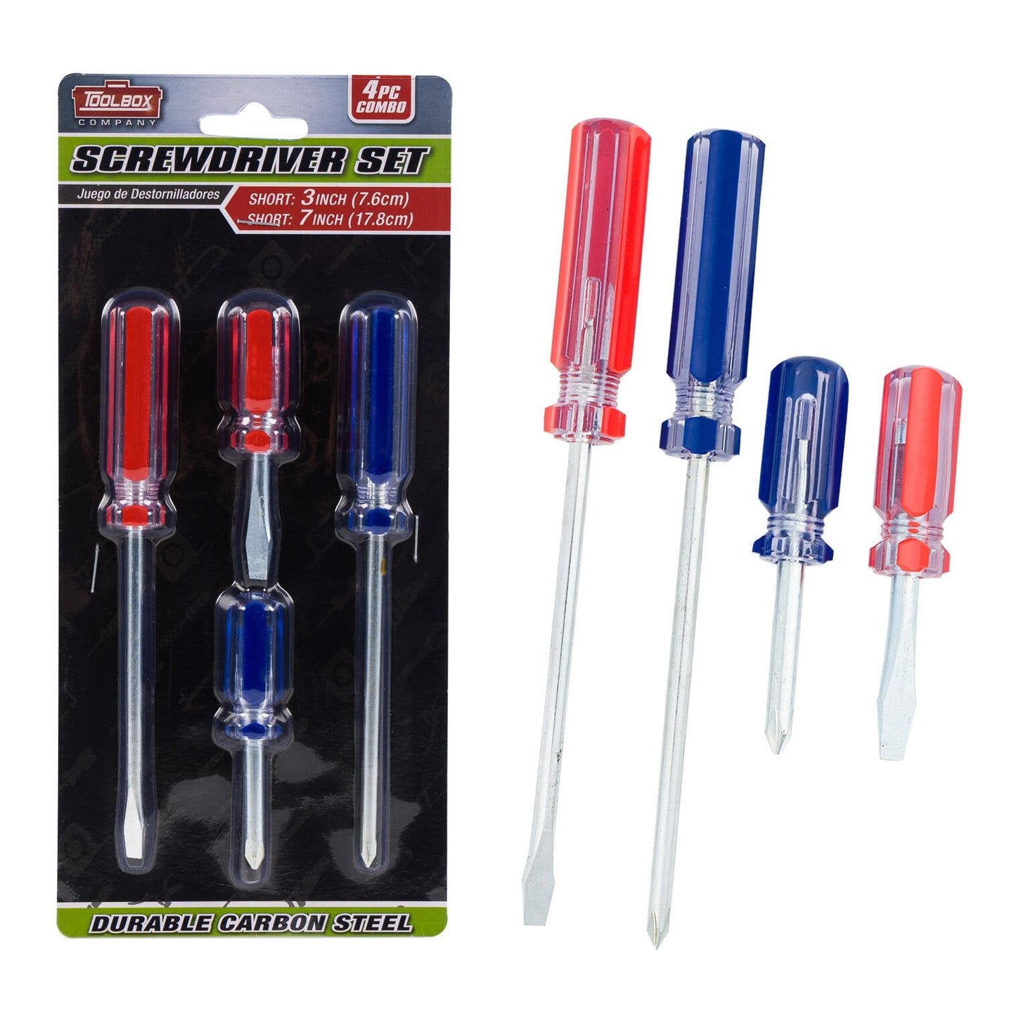 3" & 7" Screwdriver Set - Phillips + Flathead 4pc
