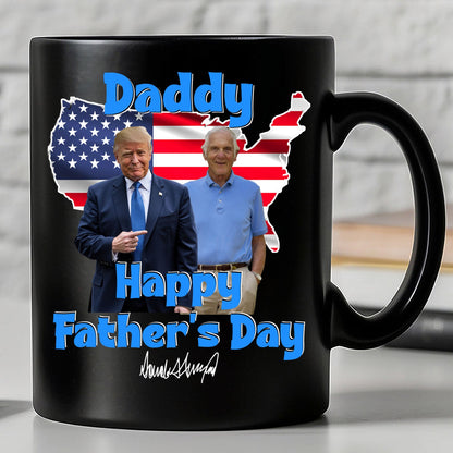 My Dad With Donald Trump Custom Photo Black Mug | Father's Day Mug | Father's Day Gift Ideas 682048 - GOP