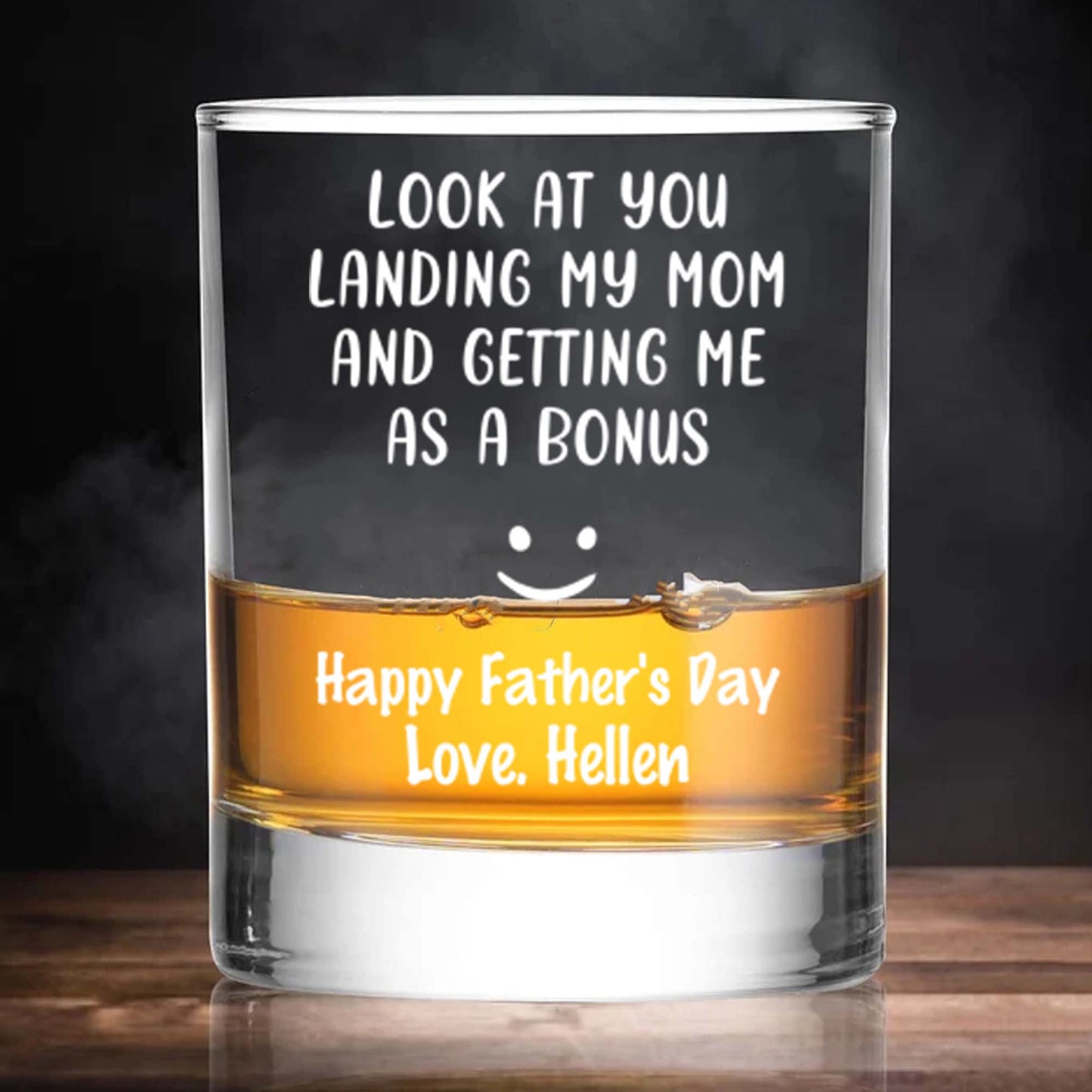 Look At You Landing My Mom And Getting Me As A Bonus | Personalized Funny Beer Glass For Stepdad | Father’s Day Gift for Bonus Dad, Best Stepfather 682237