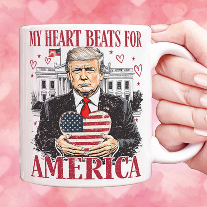Trump My Heart Beats for America Mug, Valentine's Day Mug, Trump Lovers and Valentine Mug, Trump Lovers Gift, Donald Trump Valentine's Mug 681949 - GOP