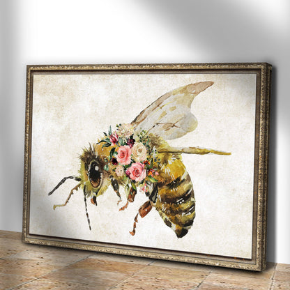 Floral Honey Bee Painting Canvas Wall Art