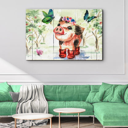 Cute Little Pig Canvas Wall Art