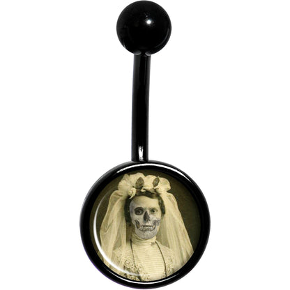 Skeleton Bride Halloween Black Belly Ring
