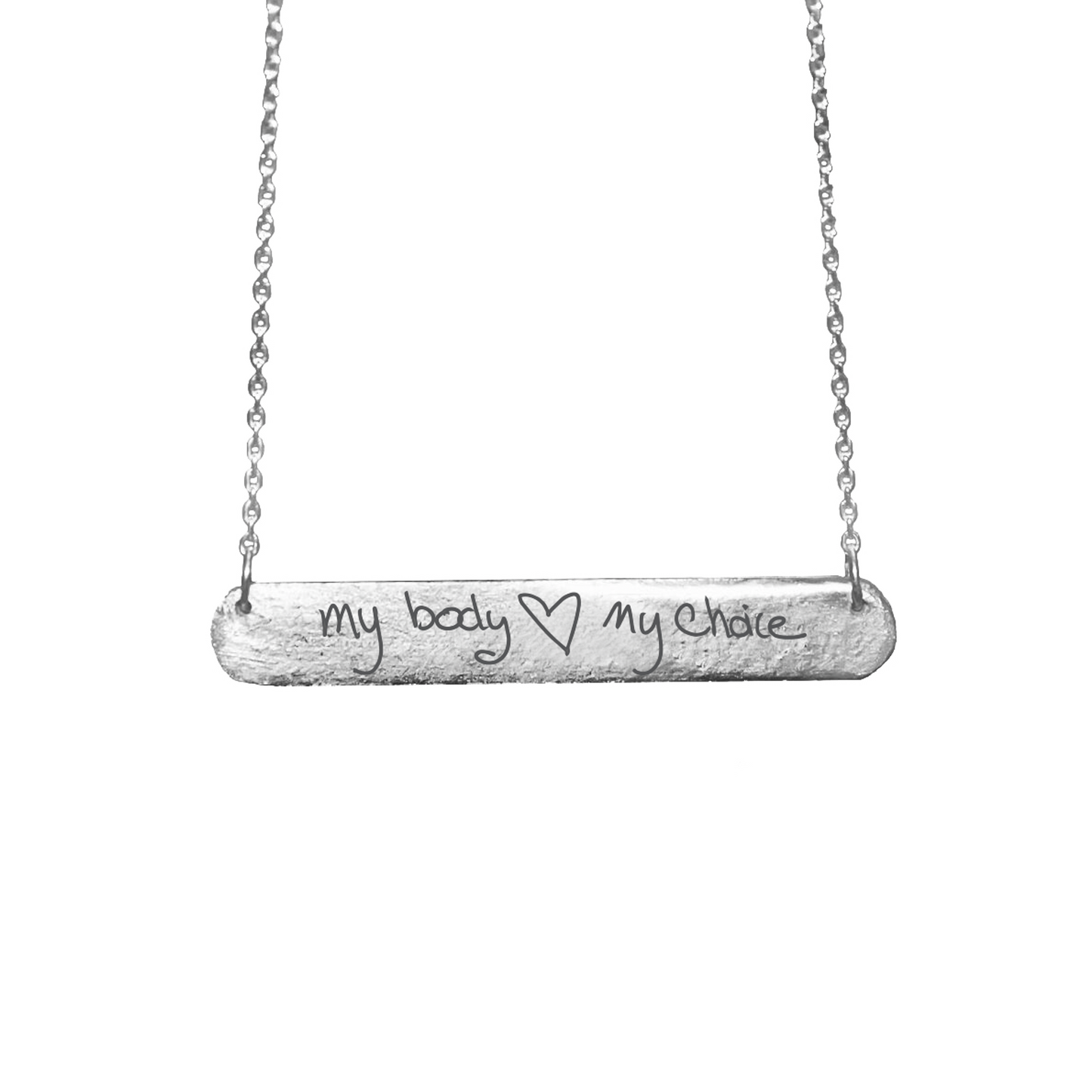 MY BODY MY CHOICE BAR TAG NECKLACE - PROCHOICE WITH HEART COLLABORATION