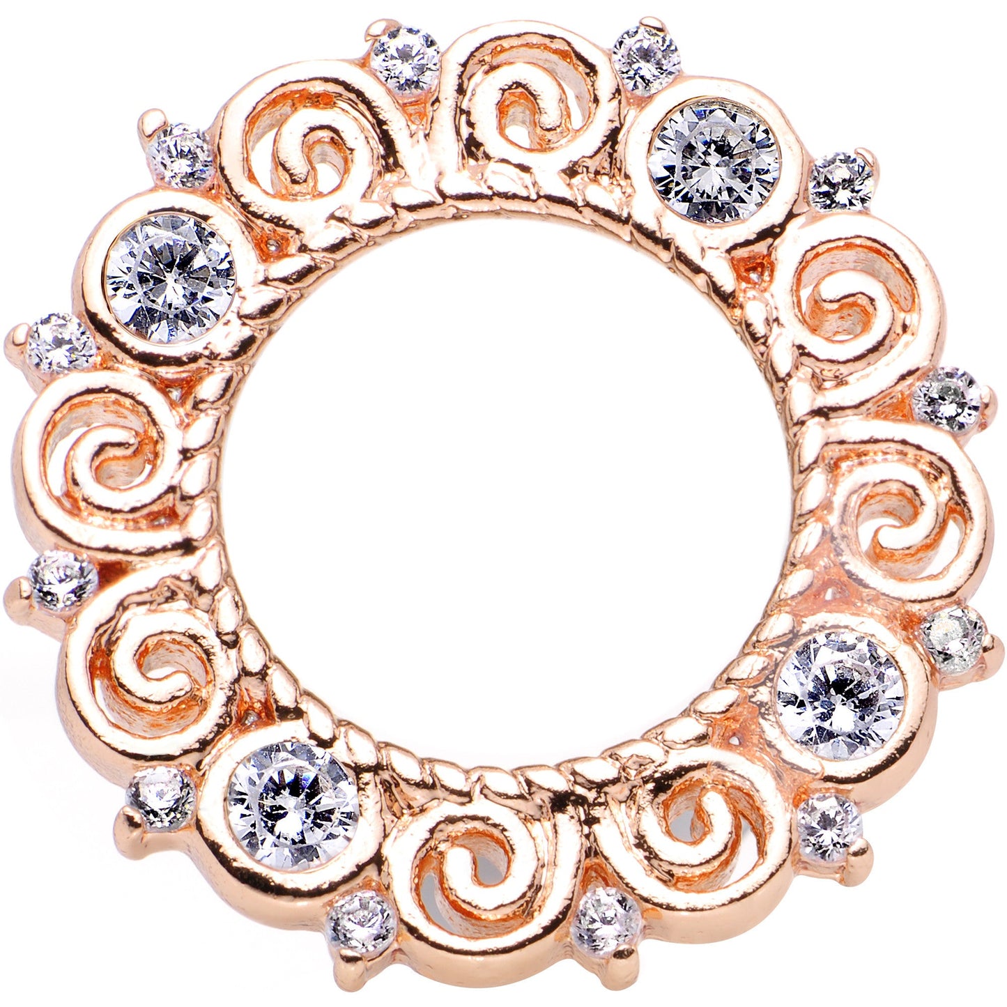 0G Clear Gem Flowering Frame Screw Fit Tunnel Plug Set