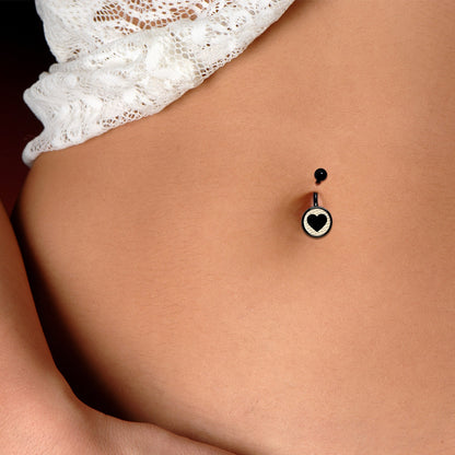 Love Letter Black Heart Black Belly Ring