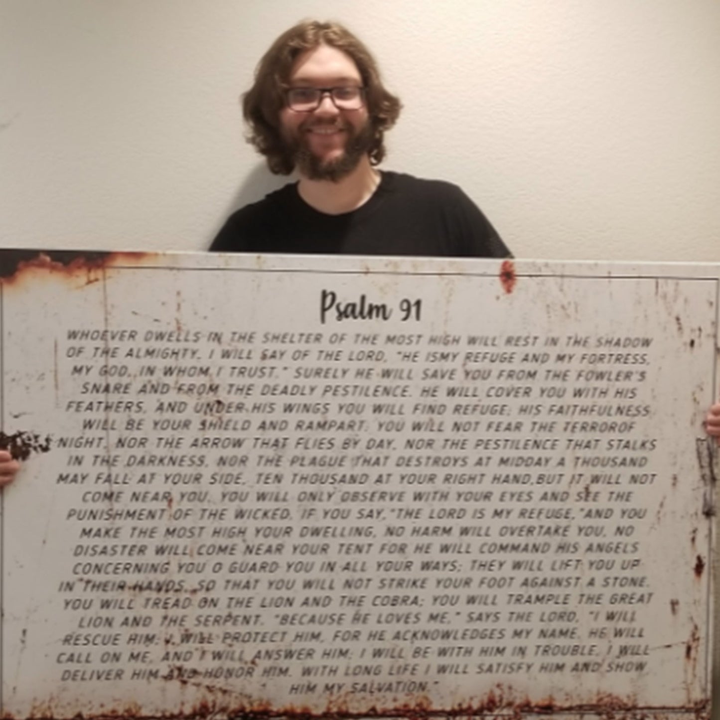 Psalm 91: He Is My Refuge – Rustic Christian Wall Art for Living Room, Religious Decor for Home