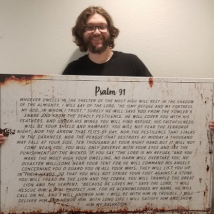 Psalm 91: He Is My Refuge – Rustic Christian Wall Art for Living Room, Religious Decor for Home