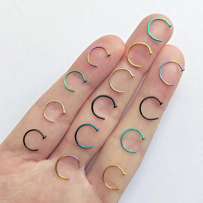 18G 3/8 Black Anodized Titanium Nose Hoop