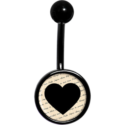Love Letter Black Heart Black Belly Ring