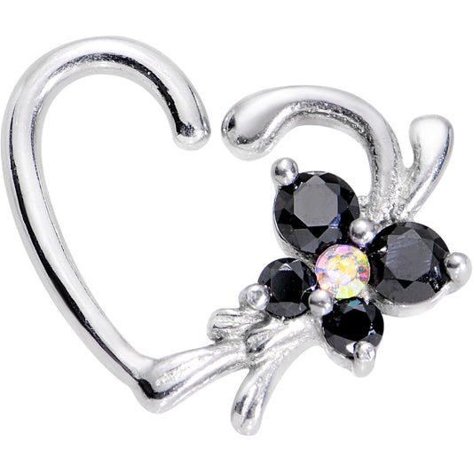 16G 5/16 Black Aurora Steel Butterfly Left Heart Closure Ring