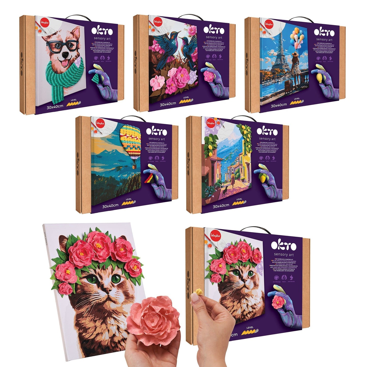 OKTO Air-Dry Clay 3D Painting Kit – Hot Air Balloon (11.8 x 15.7 in)