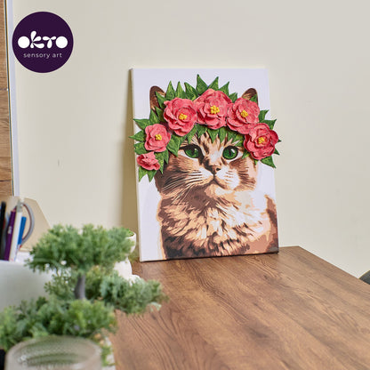 OKTO Air-Dry Clay 3D Painting Kit – Kit a Cat in a Flower Crown (11.8 x 15.7 in)
