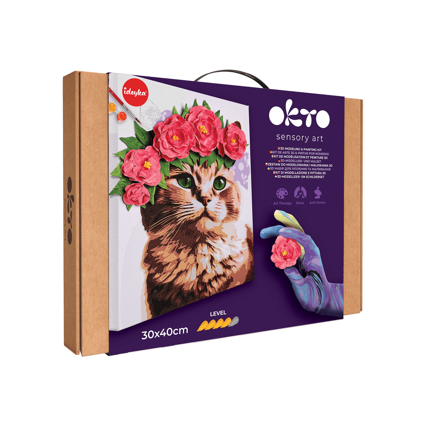 OKTO Air-Dry Clay 3D Painting Kit – Kit a Cat in a Flower Crown (11.8 x 15.7 in)