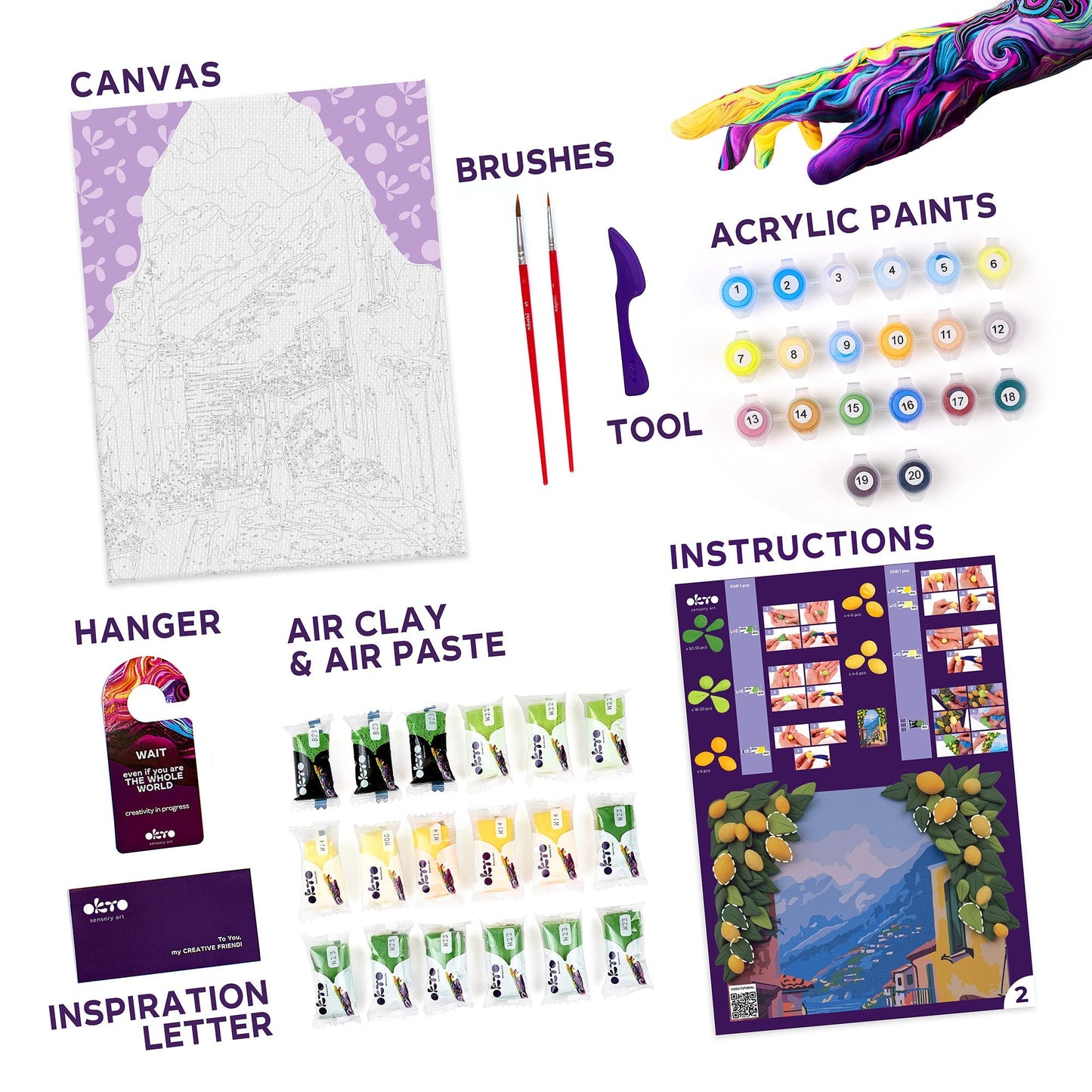 OKTO Air-Dry Clay 3D Painting Kit – Kit Lemon Weekend (11.8 x 15.7 in)