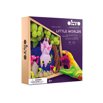 OKTO Little Worlds — Bat — Foam Air‑Dry Clay Wooden Art Kit (~8.3″ Square) — Ages 8+