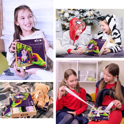 OKTO Little Worlds — Bat — Foam Air‑Dry Clay Wooden Art Kit (~8.3″ Square) — Ages 8+