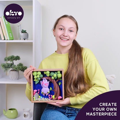 OKTO Little Worlds — Bat — Foam Air‑Dry Clay Wooden Art Kit (~8.3″ Square) — Ages 8+