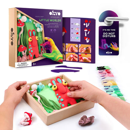 OKTO Little Worlds — Mommy Troll — Foam Air‑Dry Clay Wooden Art Kit (~8.3″ Square) — Ages 8+
