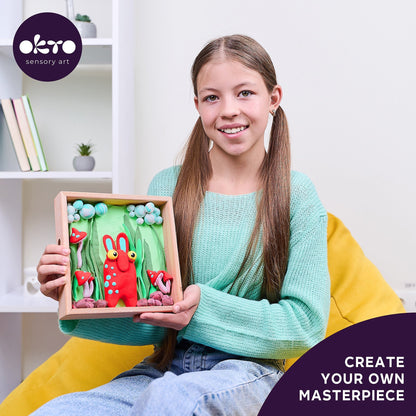 OKTO Little Worlds — Mommy Troll — Foam Air‑Dry Clay Wooden Art Kit (~8.3″ Square) — Ages 8+