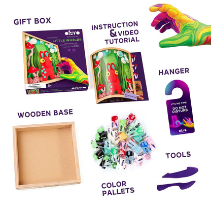 OKTO Little Worlds — Mommy Troll — Foam Air‑Dry Clay Wooden Art Kit (~8.3″ Square) — Ages 8+