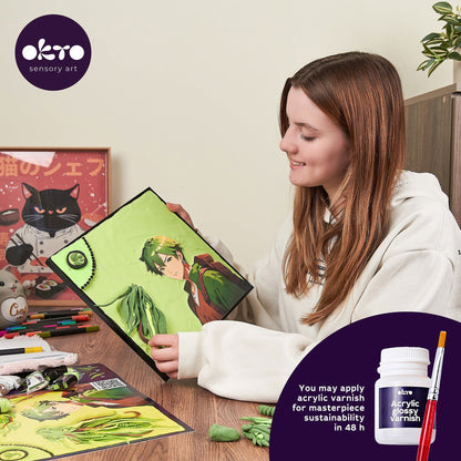 OKTO Manga Elements — Earth — 3D Clay Canvas Kit (11.8×15.7 in) — Ages 10+