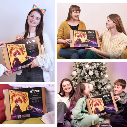 OKTO Manga Elements — Fire — 3D Clay Canvas Kit (11.8×15.7 in) — Ages 10+