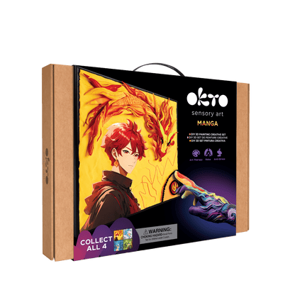 OKTO Manga Elements — Fire — 3D Clay Canvas Kit (11.8×15.7 in) — Ages 10+