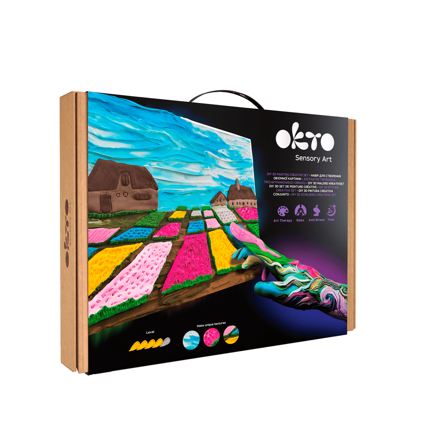 OKTO Sensory Art 3D Painting “Flower Beds in Holland” – 11.8” x 15.7” Canvas Kit