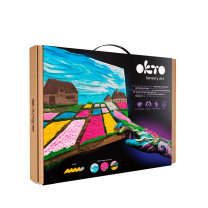 OKTO Sensory Art 3D Painting “Flower Beds in Holland” – 11.8” x 15.7” Canvas Kit