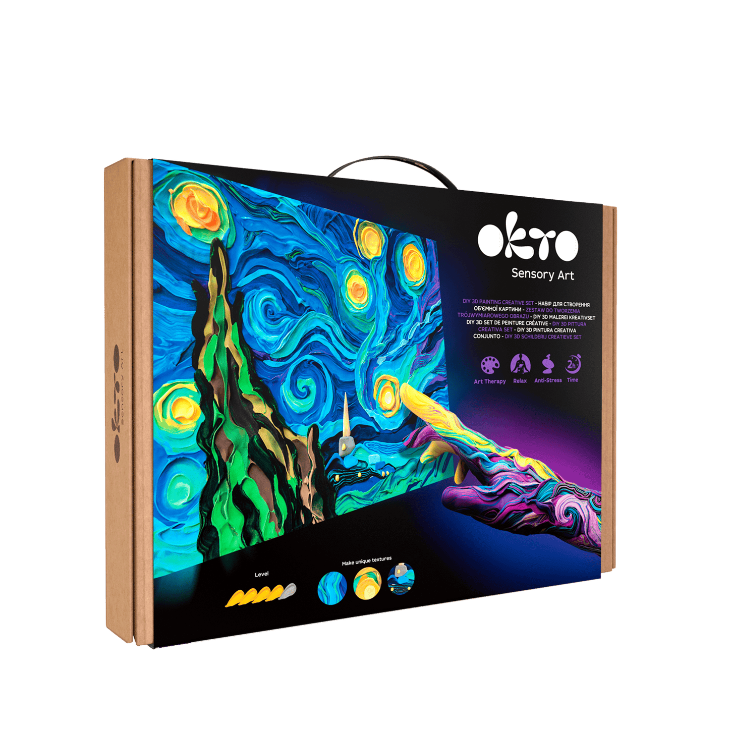 OKTO Sensory Art 3D Painting “Starry Night” – 11.8” x 15.7” Canvas Kit