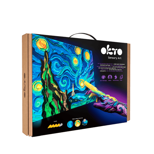 OKTO Sensory Art 3D Painting “Starry Night” – 11.8” x 15.7” Canvas Kit