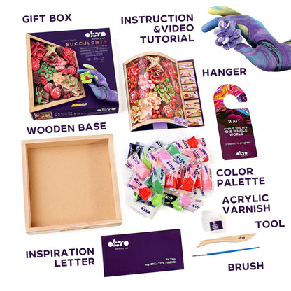 OKTO Sensory Art 3D Woodcraft “Passion” – Succulent Craft Kit