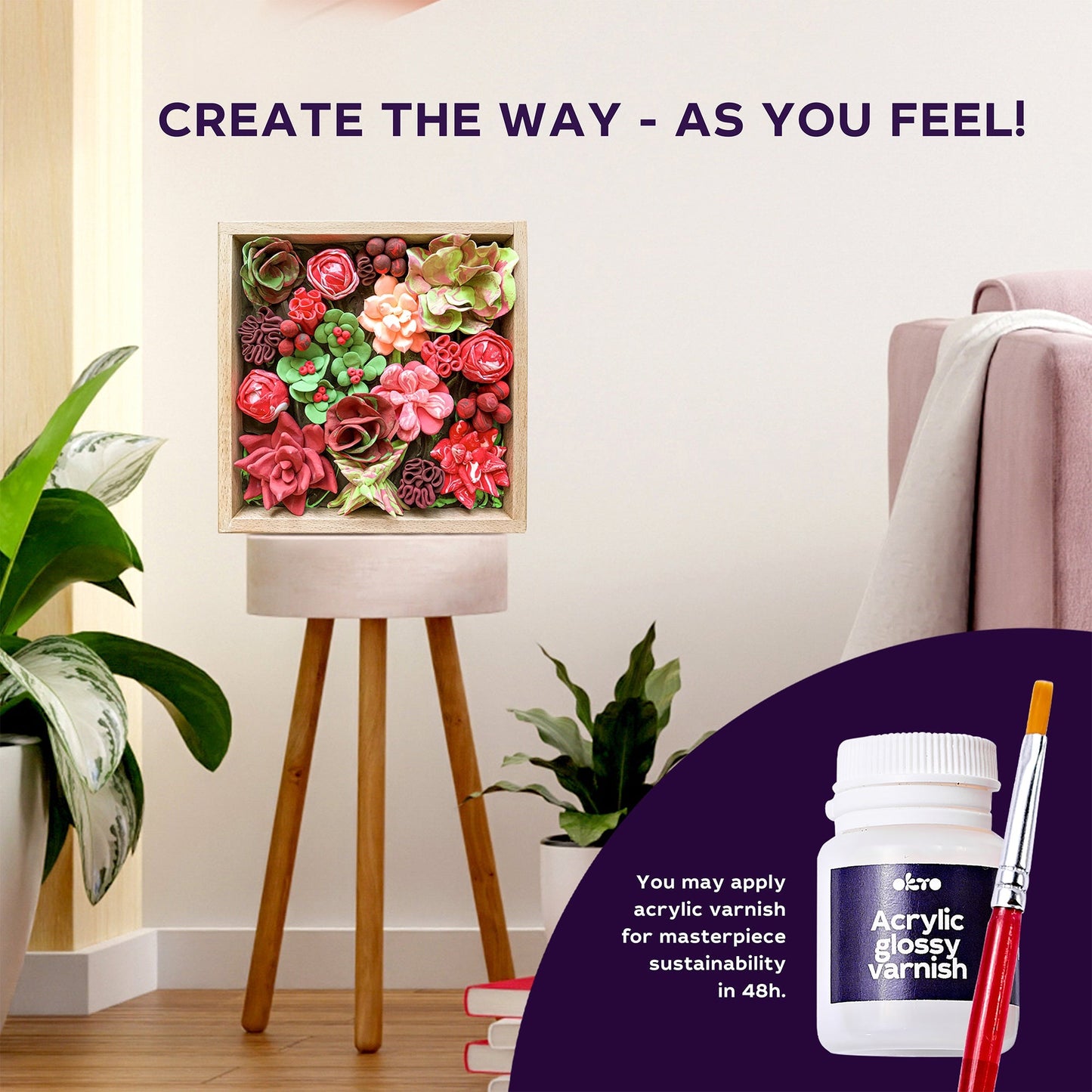 OKTO Sensory Art 3D Woodcraft “Passion” – Succulent Craft Kit