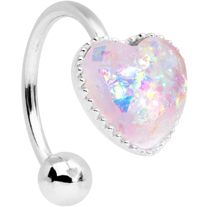 White Faux Opal Sacred Heart Non Pierced Ear Cuff