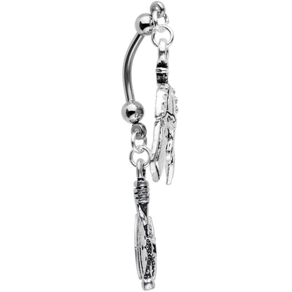 Handcrafted Viking Axe and Helmet Double Mount Dangle Belly Ring