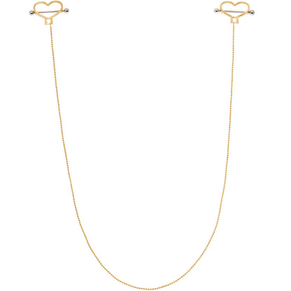 Gold Tone Heart to Heart Dangle Nipple Chain