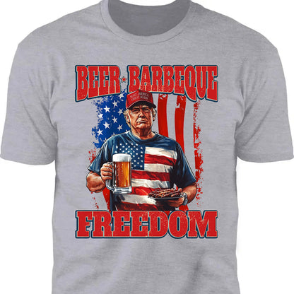 Beer BBQ Freedom Shirt | President Trump T-Shirt | Patriotic Flag Shirt | Independence Day Tee 682425 - GOP