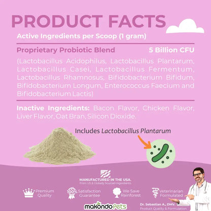 Probiotics for Dogs and Puppies. 90 Scoops