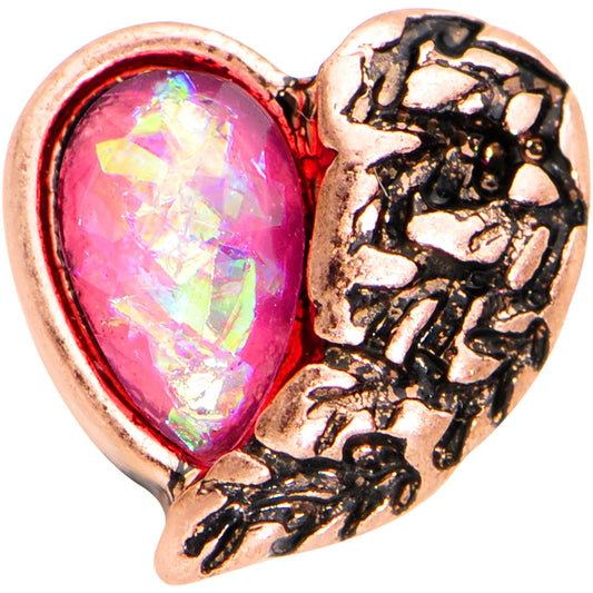 Pink Faux Opal Rose Gold Anodized Half Heart Tragus Cartilage Earring