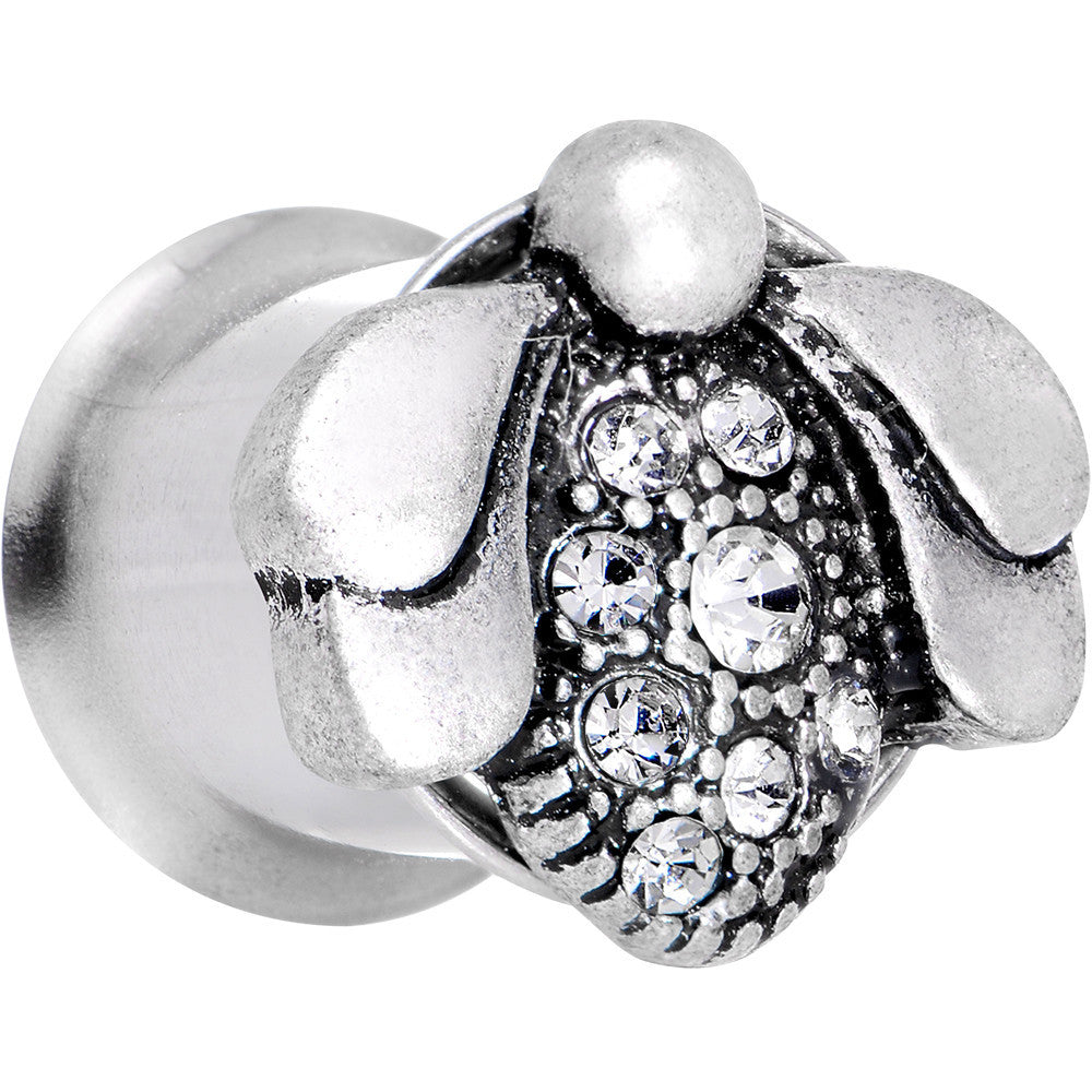 00G Clear Gem Steel Allow Me Ladybug Double Flare Tunnel Plug Set