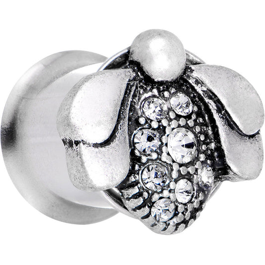 00G Clear Gem Steel Allow Me Ladybug Double Flare Tunnel Plug Set