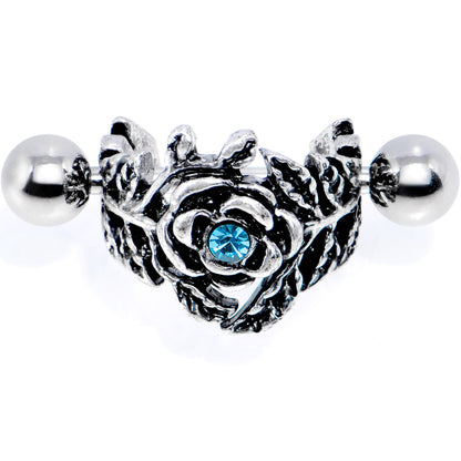 16G 1/2 Aqua Gem Floral Wreath Cuff Cartilage Earring