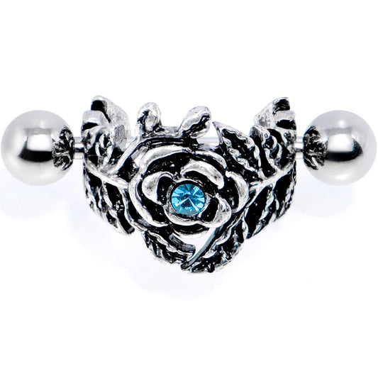 16G 1/2 Aqua Gem Floral Wreath Cuff Cartilage Earring